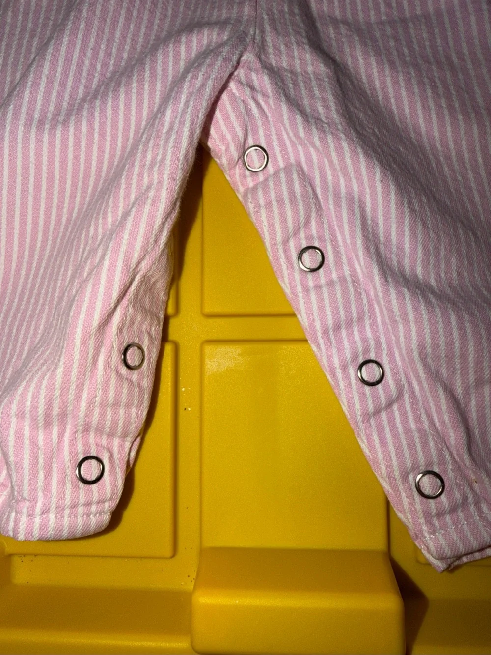 Vintage OshKosh B'gosh Pink & White Striped Overalls Snap Bottom